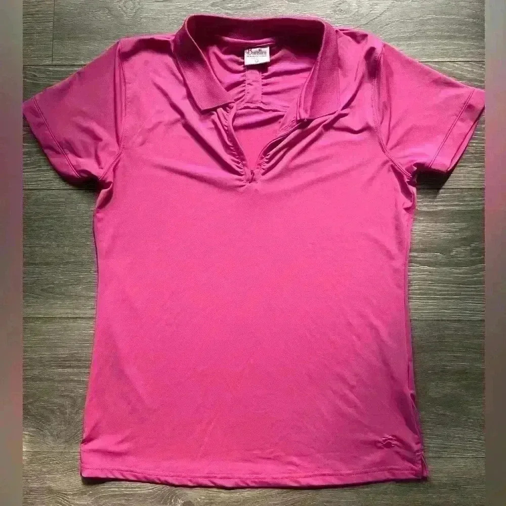 Birdies and Bows Women’s Pink Golf Tennis Summer Sporty Polo with Zipper Size M